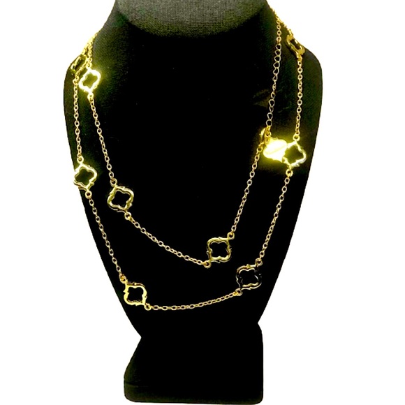 FORNASH Quatrefoil Gold Tone Necklace with lobster claw clasp 42 inches long - Picture 4 of 12